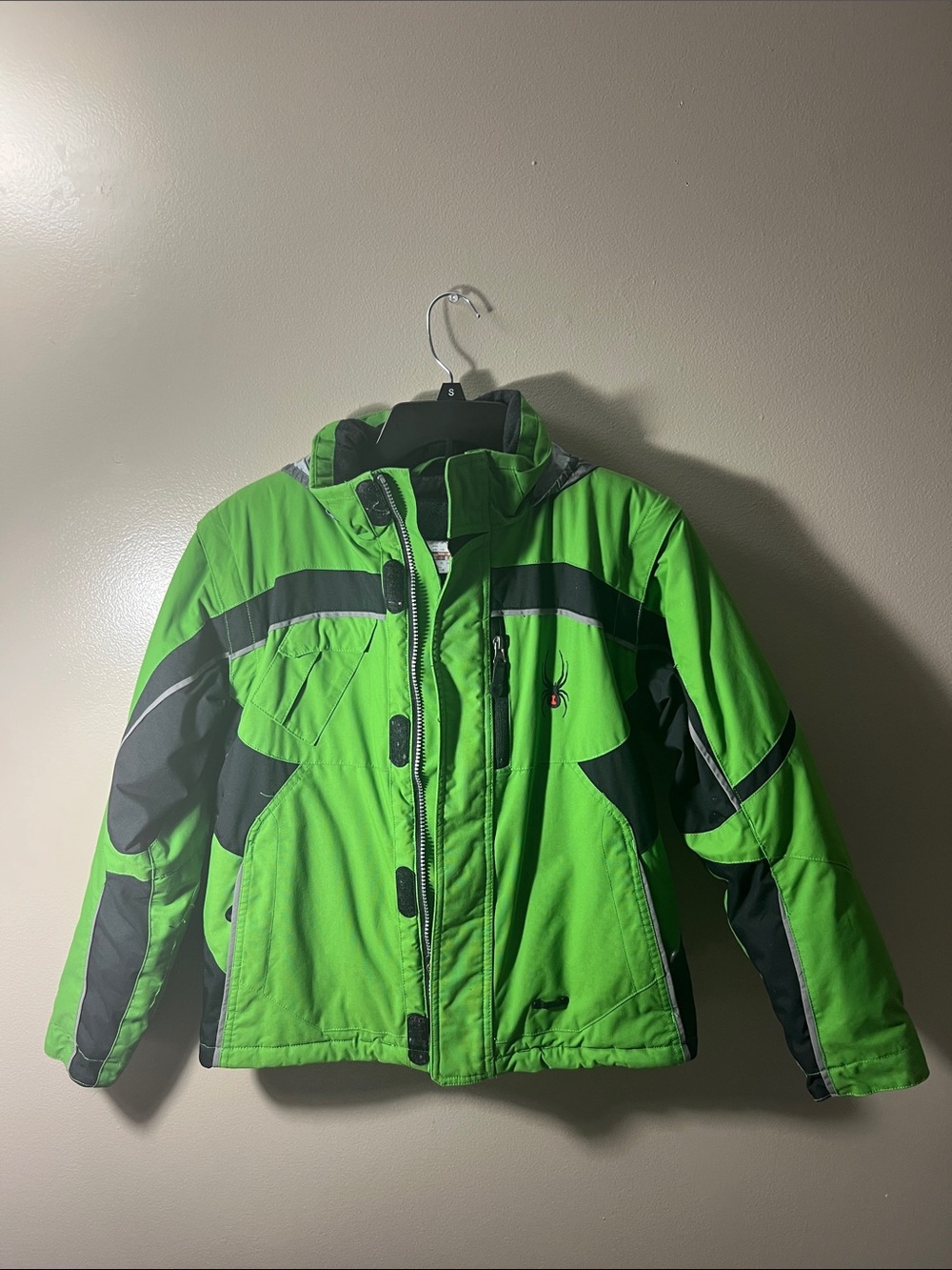 Spyder Kids Lime Green and Black Insulated Puffer Jacket